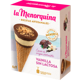 La Menorquina Dairy-Free Vanilla Ice Cream Cone Pack 4 units
