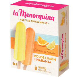 Lemon Sorbet and Orange Sorbet Ice Cream La Menorquina Pack 6 Units